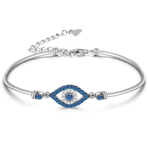 Evil Eye Bracelets Greek Blue Evil Eye Bracelet for Women Bangle 925 Sterling Silver Jewelry Protection Amulet Charm Turkish