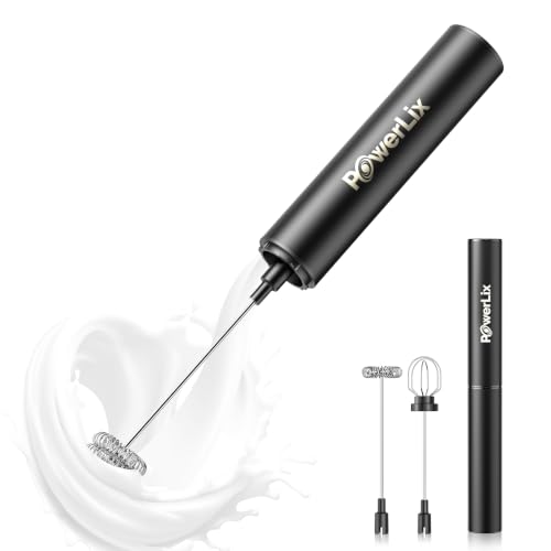 POWERLIX Pro 3-in-1 Handheld Electric Milk Frother - USB-C Rechargeable, 10,000 RPM Quick Foam, Removable Attachments for Latte Macchiato/Cappuccino/Egg White, Portable Barista Helper
