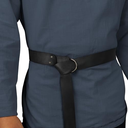 Hide & Play, Leather Medieval Belt with Half Ring Closure, Renaissance Style, Adjustable Strap for Viking Cosplay, Handmade3