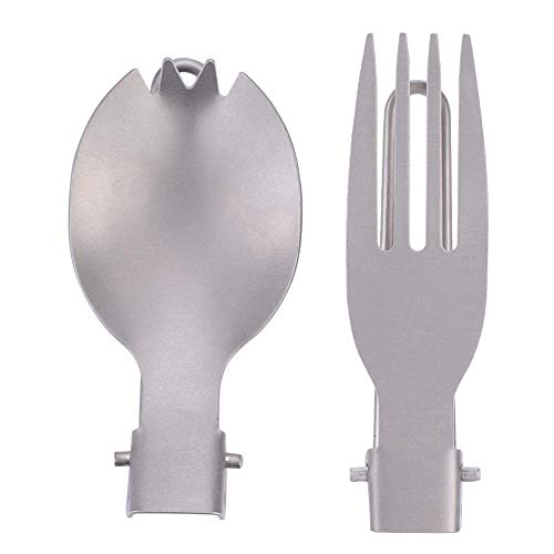 Xcello Fork and Spoon, Portable Folding Titanium Spork Fork, Lightweight Outdoor Camping Cutlery(Fork + Spoon-Silver)