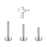 Oveta 4PCS Titanium G23 Lip Rings Threadless Push in Labret Jewelry Lip Studs Cartilage Earrings for Women Monroe Medusa Piercing Jewelry 16G 18G (16g,cross top jewelry)