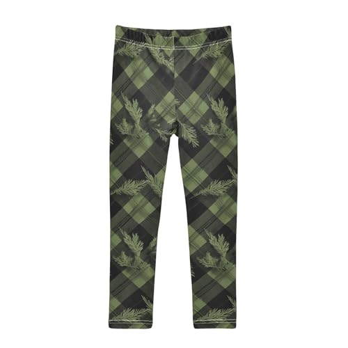 KLL Buffalo Plaid Green Black Toddler Girls' Cotton Pants Stretch Full Length Lounge Pants Running
