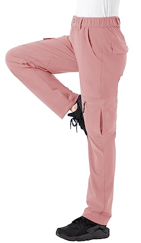 Rdruko Women's Waterproof Hiking Pants Lightweight Quick Dry Travel Fishing Cargo Pants Pink Xx-Large #TOP1