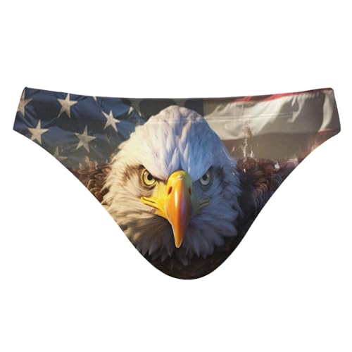 Men's American Bald Eagle 4th of July Independence Day Swim Briefs Bikini Swimsuit S 202a0268