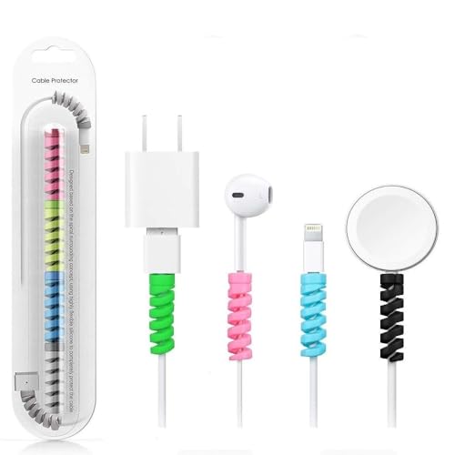 Image of 2PK Charger Cable Protector Spiral Wrap - Flexible Wire Saver Protector for USB Charging Cables, Prevent Cable Break & Fraying (Combo Pack)