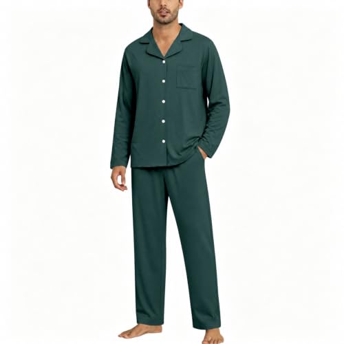 Mens Pajama Set Long Sleeve Button Down Notch Collar Nightwear Sleep Set - image 9