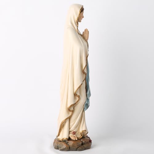 Estatua Virgen de Lourdes Católica 14.5" H Resina miniatura 6