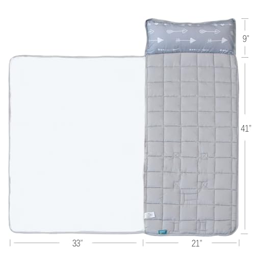 Image of Nap Mat, Toddler Nap Mat with Blanket, Grey Arrow, 50 inch x 21 inch