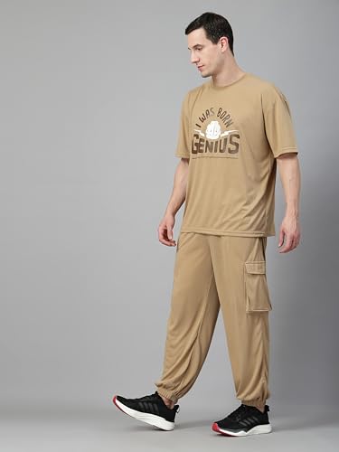 Image of CHKOKKO Men Printed Casual Summer Wear Coords Stylish Gents Cord Set Half Sleeves Co Ord Track Suit Round Neck Western Co-ord Set