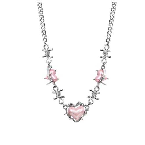 Y2k Moonstone Star Heart Necklace
