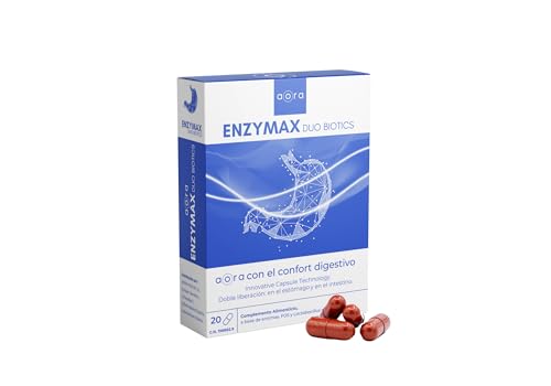AORA Enzymax Duobiotics - Enzimas Digestivas Veganas 20 cápsulas | Mejora la Digestión | Probióticos y Prebióticos para Flora Intestinal | Reduce Gases e Hinchazón | Microbiota Sana | Alta Eficacia