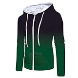 felpa con cappuccio da uomo a maniche lunghe con cerniera e cappuccio top felpa all'aperto camicia bambino pantofola, verde, s