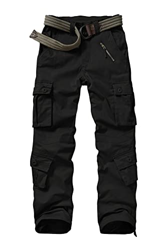 Raroauf Womens Work Cargo Pants 8 Pockets Baggy Casual Combat Tactical Trousers Black US 6