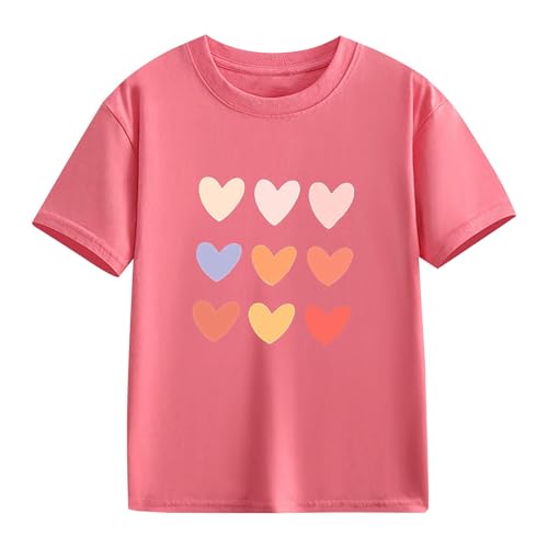Kids Toddler Girls T-Shirts O-Neck Cute Short Sleeve Colorful Heart Print Summer Beach Vacation2