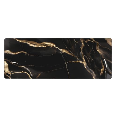 Tapis de clavier extra large marbre noir et or tapis de souris xxl tapis de bureau caoutchouc