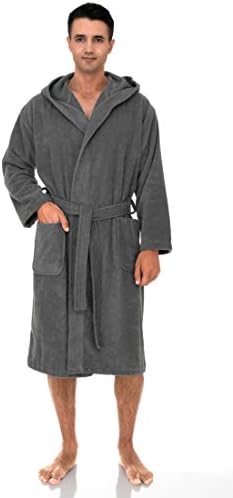 TowelSelections Mens Hooded Robe Cotton Terry Cloth Towel Bathrobe Soft Shower Bath Robes for Men X-Large Frost Gray