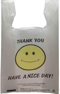 International Plastics MB-T-22SM 0.16 White HD with Smiley Face Thank You Shopping Bags - Case of 800