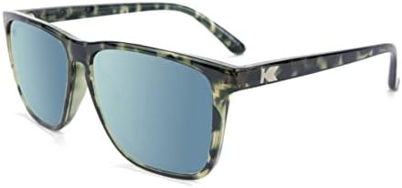 Knockaround Fast Lanes Polarized Sunglasses With Full UV400 Protection For Men And Women, Slate Tortoise Shell Frames/Sky Blue Reflective Lenses