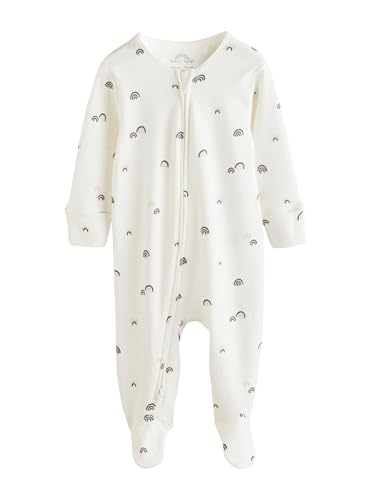 NEXT Bebé Pacote de 4 macacões com fecho bidirecional para bebé (0 meses – 2 anos), Branco/Preto