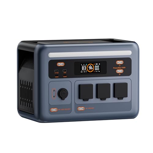 OSCAL PowerMax 1800SE Estación de Energía Portátil, 1024Wh LiFePO4, 1800W CA (3600W pico), USB-C 100W, USV 8ms. Ideal para camping, caravanas y hogar