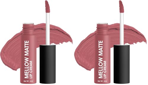 Image of Colors Queen Mellow Matte Lip Cream, Long Wear Liquid Matte Lipstick, Velvety Soft Finish, Weightless Formula, Long Lasting Lipstick for Women (14 - Nude Myth) (Pack of 2)