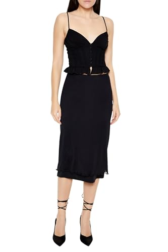Forever 21 Falda midi de malla para mujer, Negro -, S