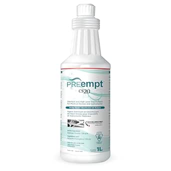 PREempt CS20 Sterilant and High-Level Disinfectant for Reusable Spa, Salon and Nail Tools and Implements (1L) (1 Bottle)