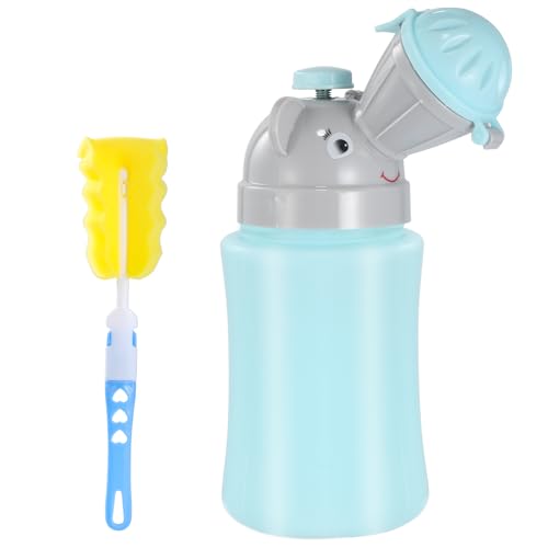Image of ONEDONE Portable Urinal for Kids 17 OZ Pee Bottle with Clean Brush Travel Urinal for Kids Baby Child Pee Cup for Boys Emergency Toilet for Camping Car Travel and Kid Potty Training(Blue)