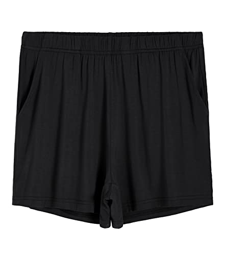 Latuza Women's Bamboo Viscose Short Pajamas Set With Jogger Pants 3X Black #TOP3
