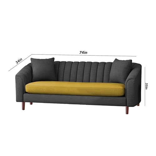 Image of Doraldo 3 + 2 Seater Sofa Set for Living Room (Black Yellow) Premium Fabric Sofa