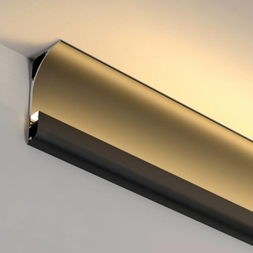 Profilé LED de plafond noir avec diffuseur pour ruban lumineux et éclairage indirect 1,7m