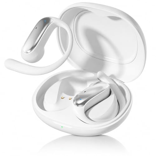 Image of D300 OWS Open Ear Wireless Earbuds with BT v6.0, ENC Mic for Calling, 50hr Playtime with Type C Fast Charging, Low Latency Gaming, Ideal for Running, Cycling and Gym, Dust & Waterproof. White