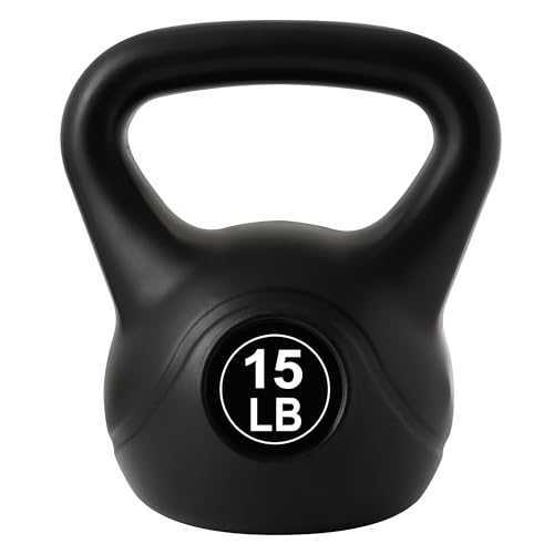 ALTLER Vinyl Plastic Concrete Kettlebell 10-50LBS Safe Strength Training Kettlebell Anti-Slip Grip Weight for Home Workouts and Men/Women/Beginners