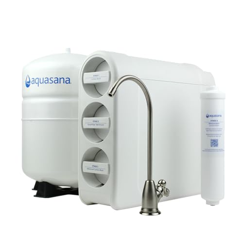 Aquasana SmartFlow® Reverse Osmosis Water Filter | RO Under Sink System | WQA Certified up to 99.99% of 90 contaminants Including Fluoride, PFAS, Arsenic, Lead, and Chlorine | Brushed Nickel Faucet