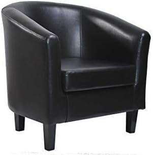 Faux Leather Tub Chair Armchair club Chair for Dining Living Room & Cafe [Black* Brown* Cream* Red*] (Black)