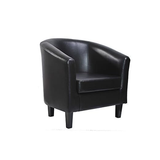 Mcc@Home Faux Leather Tub Chair Armchair club Chair for Dining Living Room & Cafe [Black* Brown* Cream* Red*] (Black)