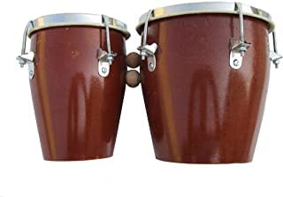 PARIN MUSICAL Professional Long Lasting Two Piece Wooden Bongo Drum set for Kids Adults Beginners Natural Finish (BEIGE COLOR)