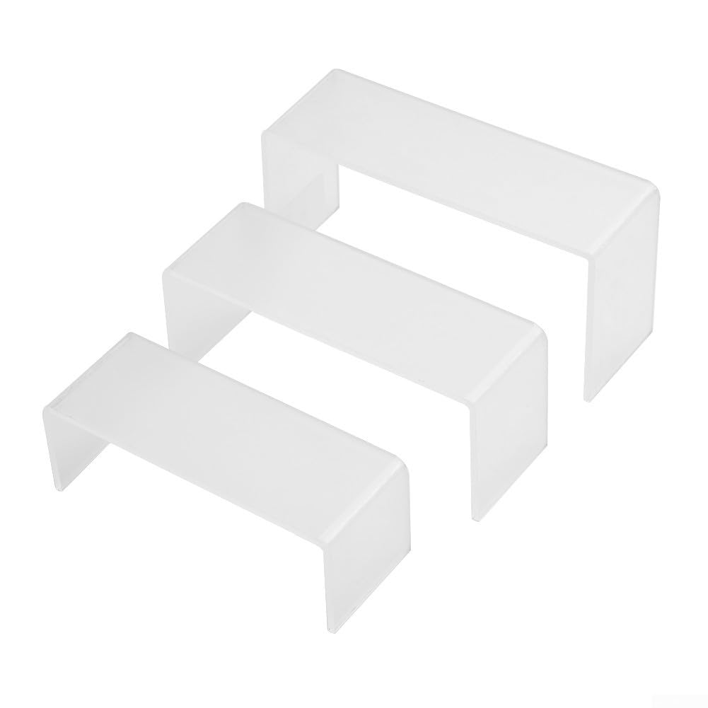 GLOBALHUT 3Pcs/set 3Mm Coloured Acrylic Plastic Display Stands, Acrylic Plinth Shelf Risers To Fit Cabinets Retail Shop Display(Clear)