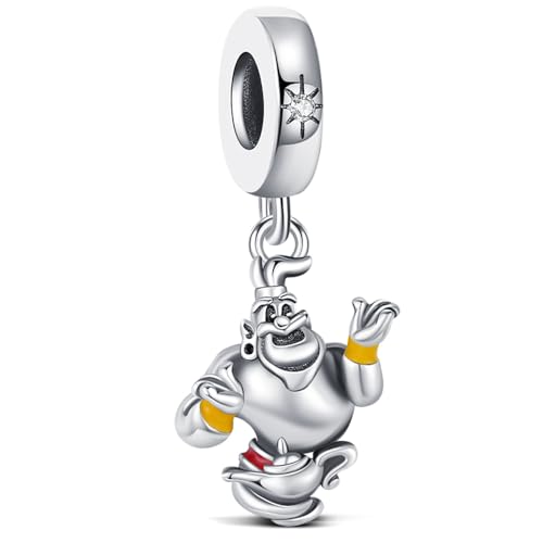 KEQ Aladdin - Der Lampengott Charm Anhänger für Armband 925 Sterling Silber Aladdin Wunderlampe Bead Pendant für Europäische Armbänder Halsketten Schmuck Geschenk für Damen Frauen Muttertag
