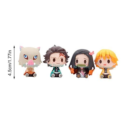 Image of Trunkin Demon Slayer Cute Miniature Chibi Figures Tanjiro Nezuko Kamado Zenitsu Agatsuma Inosuke Hashibira Mini Sitting Figurines Set of 4, Character