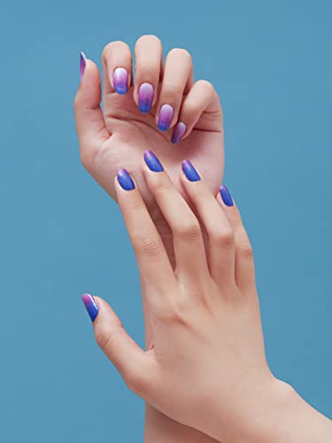 Namico Semi Cured Gel Nail Strips,20 Pcs Gel Nail Stickers, Glaze Gel Nail Strips, Easy To Use Long Lasting Salon Quality Nail Wraps, Includes Prep Pads, Nail File & Wood Stick (Blue Purple Gradient) #TOP2