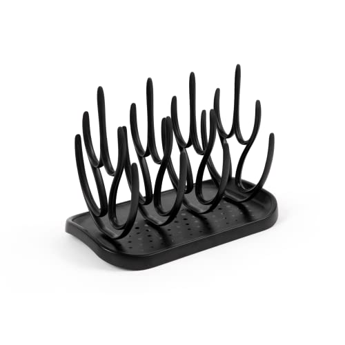 Image of Baby Bottle Drying Rack High Capacity, Parentalz, Space Saving Countertop Baby Bottle Rack Dryer Holder for Baby Bottles, Pacifiers, Nipples, Pump Parts - Black
