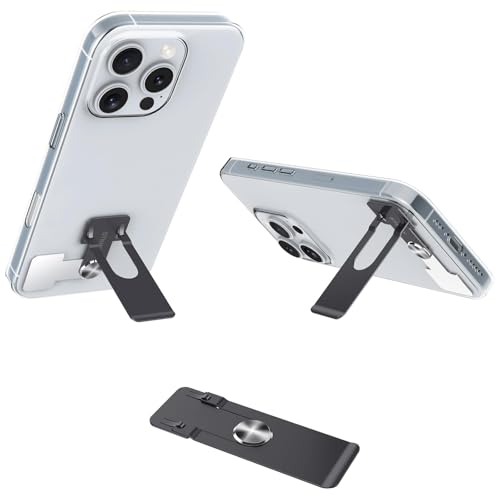 Image of Self-Adhesive Phone Stand, 360 Degree Swivel Kickstand Ultra Slim Metal Back Support, Foldable Compact Desk Holder Mount Compatible with Most Mobile Phones