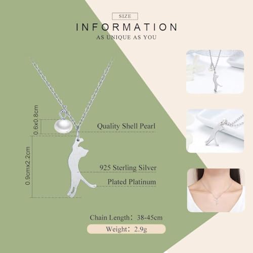 Pendentif chat avec perle d'eau douce naturelle éclat durable - 4