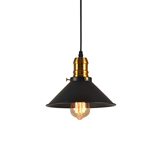 Lampe de plafond rétro noire en métal forgé de 15x22cm au design épuré