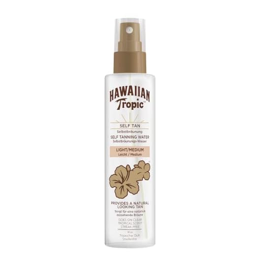 HAWAIIAN Tropic, Autobronceador en agua, Facial y corporal, Fácil aplicación, Tono medio, 190 ml