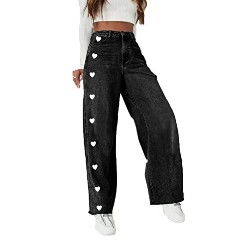 Pantalones Vaqueros Sueltos de Pierna Ancha para Mujer, Pantalone...