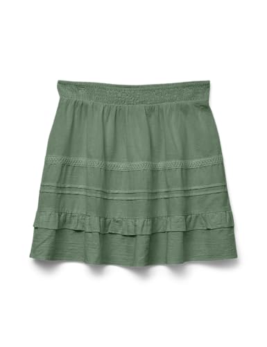 VERO MODA Falda de Mujer con Cintura elástica y Capas de Volantes, Color:Verde-3, Talla:L
