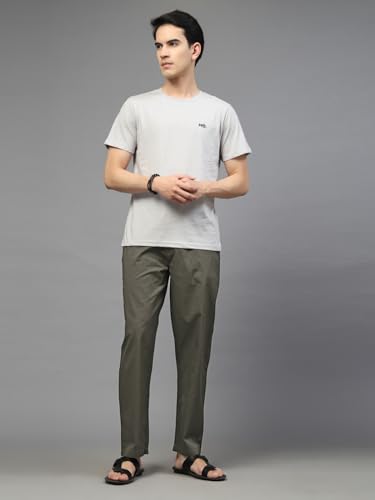 Image of Majestic Man Comfort Fit Solid Cotton Casual Lounge Pyjama with Elastic Waist, Drawstring & Zip Closure