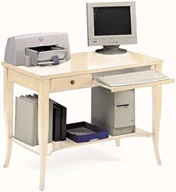 Mar.c.a. Design - Bureau Informatique en Bois Massif Ivoire patiné 105x60x78 cm avec tiroir et Plateau Made in Italy